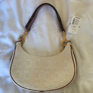 NWT CELINE medium AVA strap bag in textile with triomphe crochet embroidery
